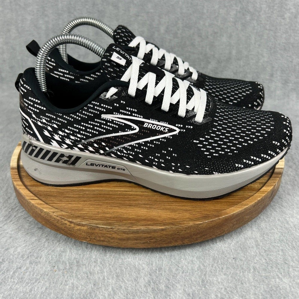 Brooks Levitate GTS 5 Womens Size 7.5 Running Shoes Black Gray Athletic Sneakers